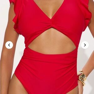 Red Cutout Swimsuit